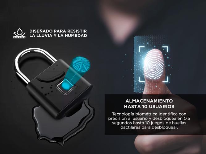 Candado Con Huella Digital Gadnic Biométrico - 3