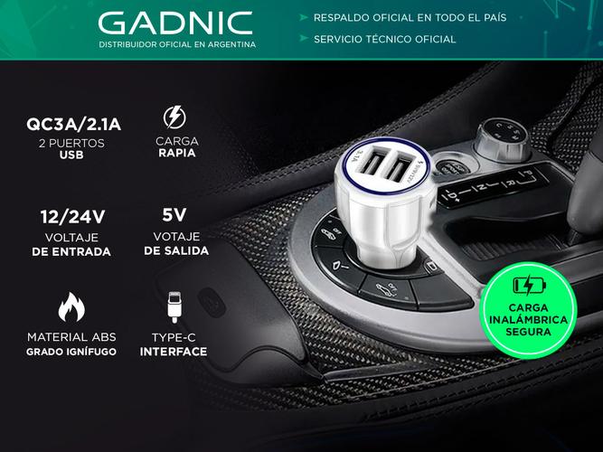 Cargador para Auto Gardnic CA2 Carga Rapida 30  Cable Usb Tipo C  - 1