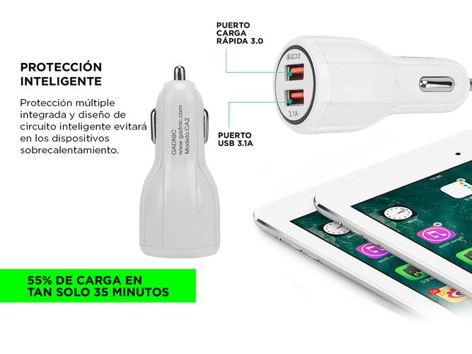 Cargador para Auto Gardnic CA2 Carga Rapida 30  Cable Usb Tipo C  - 3