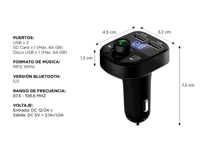 Transmisor Bluetooth Auto Usb Gadnic Microfono Radio Fm Sd  - 4
