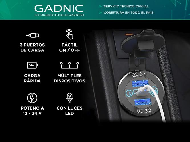 Cargador Usb Para Auto Celular Gadnic Triple Conector 30  - 1