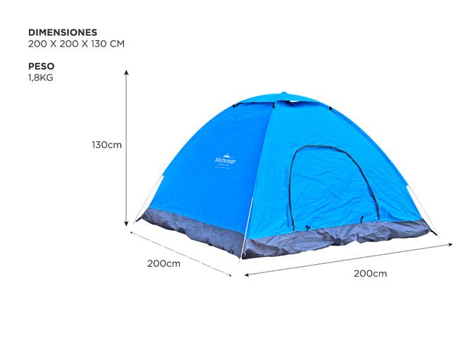 Carpa 4p 200*200*130cm + Colchon inflable 2032 2P + inflador - 5