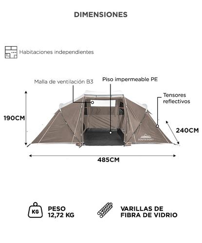 Carpa Para 4 Personas SouthPort By Gadnic Camping 2 Habitaciones Impermeable Familiar Protección UV - 5
