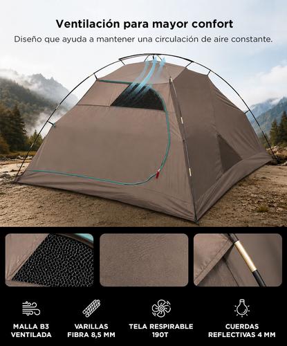 Carpa Camping 3 Personas SouthPort By Gadnic  Impermeable UPF50 Con Tecnología Blackout - 4