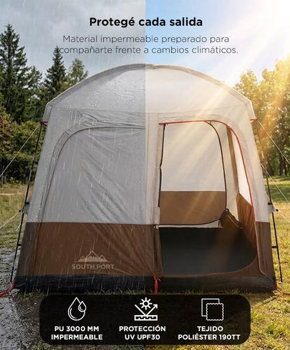 Carpa Refugio Camping South Port By Gadnic 6 Personas Impermeable Protección UV Cuerdas Reflectivas  - 2