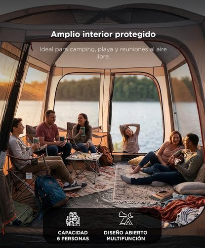 Carpa Refugio Camping South Port By Gadnic 6 Personas Impermeable Protección UV Cuerdas Reflectivas  - 4