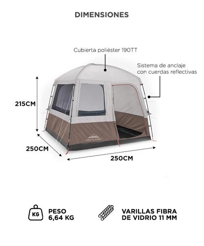 Carpa Refugio Camping South Port By Gadnic 6 Personas Impermeable Protección UV Cuerdas Reflectivas  - 5