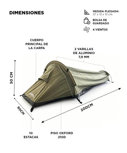 Carpa Camping Individual Southport By Gadnic Poliéster 210T PU 3000 Mm Con Varillas De Aluminio - 5