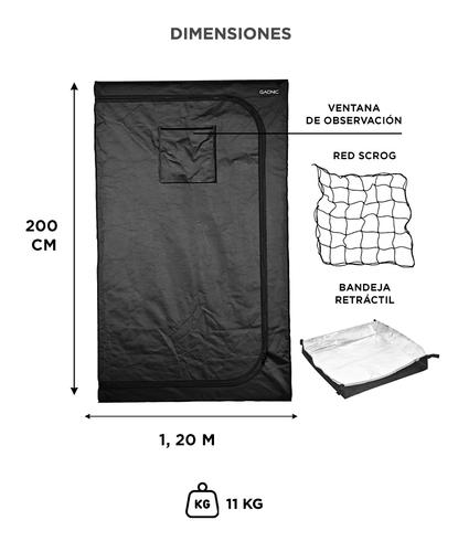 Carpa Cultivo Indoor Gadnic GROW1 120x120x200cm  red scrog 90x90cm - 5
