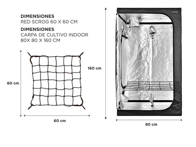 Carpa Cultivo Indoor Gadnic GROW2 80x80x160cm + red scrog 60x60cm - 5