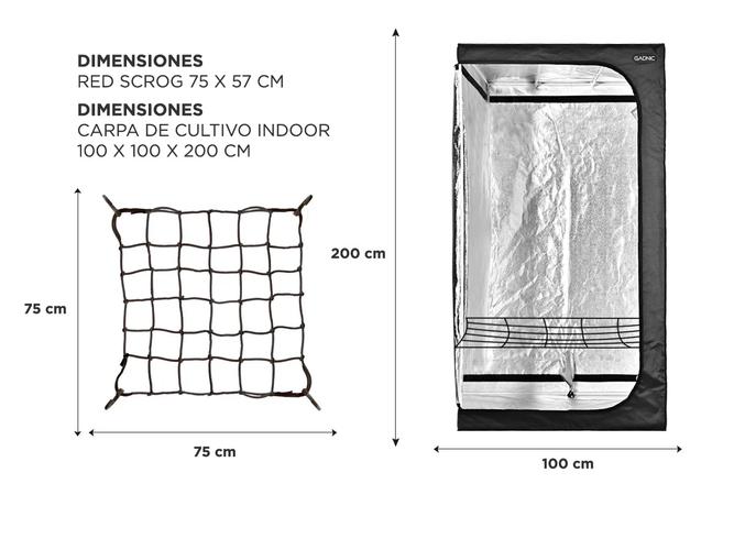 Carpa Cultivo Indoor Gadnic GROW3 100x100x200cm + red scrog 75x75cm - 5
