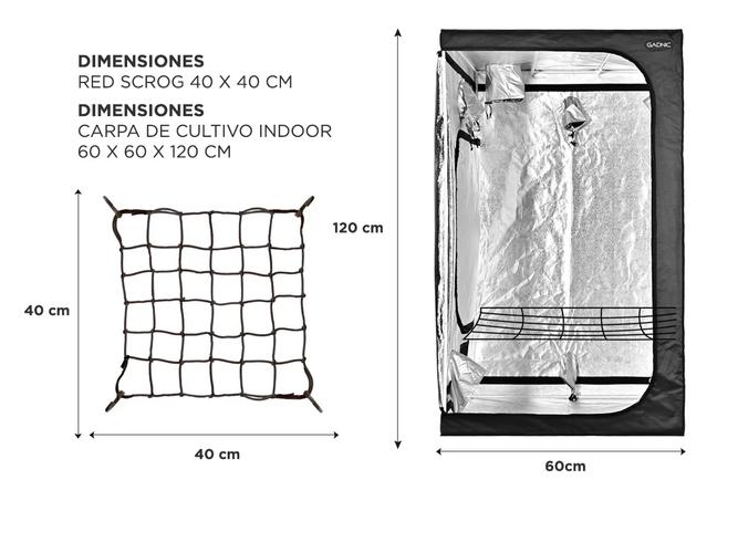 Carpa Cultivo Indoor Gadnic GROW4 60x60x120cm + red scrog 40x40cm - 5