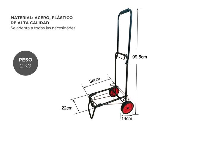 Carro Plegable de Aluminio Reforzado Gadnic Con Ruedas  Usado - 4
