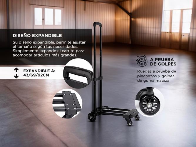  Carro Zorra Plegable Gadnic Con Extensible Capacidad 100 Kg Diablo De Carga - 2