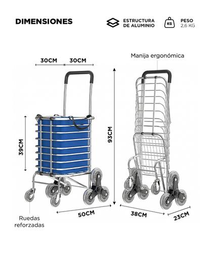Carro de Compras Gadnic Changuito Supermercado Plegable Con Ruedas Reforzado - 5