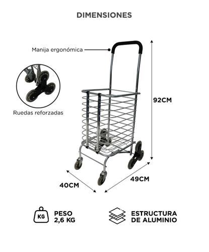 Carro de Compras Gadnic Supermercado Plegable Con Ruedas Reforzado - 5