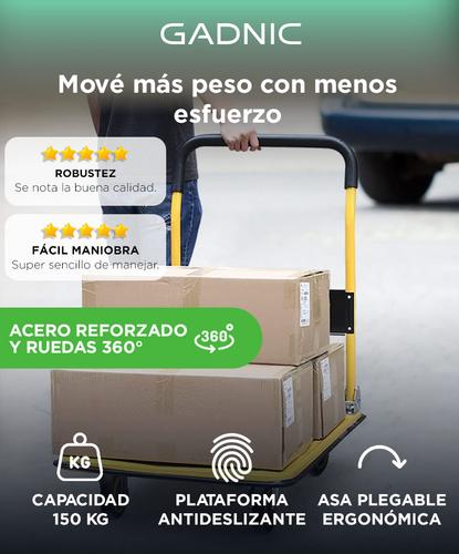 Carro Plegable Con Plataforma Gadnic Acero Reforzado Ruedas Giratorias Carga Pesada  - 1