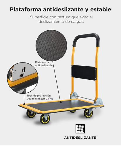 Carro Plegable Con Plataforma Gadnic Acero Reforzado Ruedas Giratorias Carga Pesada  - 3