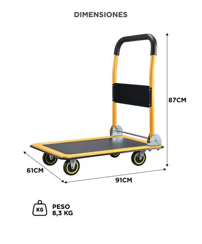 Carro Plegable Con Plataforma Gadnic Acero Reforzado Ruedas Giratorias Carga Pesada  - 5