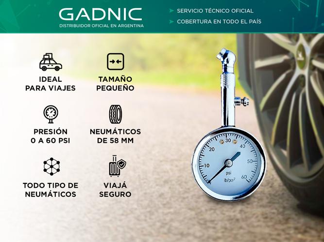Medidor De Aire Gadnic Para Neumaticos Manometro 60psi  - 1