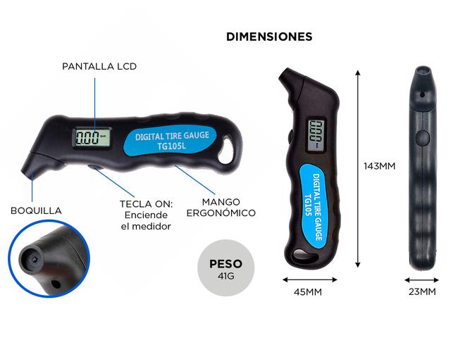 Medidor de Presión de Neumáticos Digital Gadnic SDC3 Manometro  - 3