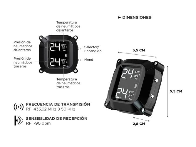 Tpms Sensor de Presión Y Temperatura Gadnic Con Sensores Externos Para Motos  - 4