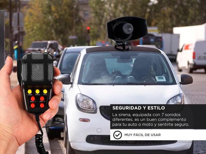 Sirena 100w 7 Sonidos Tono Alarma Moto Auto Policia Megafono - 2