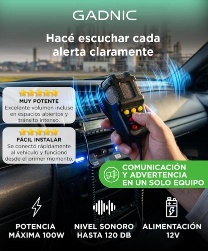 Sirena 100w 7 Sonidos Tono Alarma Moto Auto Policia Megafono - 1