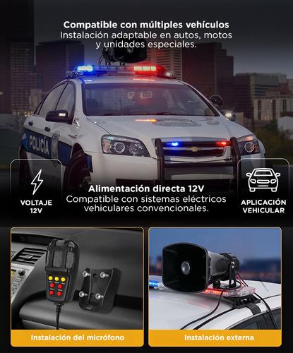 Sirena 100w 7 Sonidos Tono Alarma Moto Auto Policia Megafono - 4