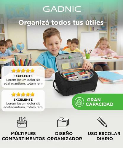 Cartuchera Escolar Gadnic con Gran Capacidad Multifuncional - 1