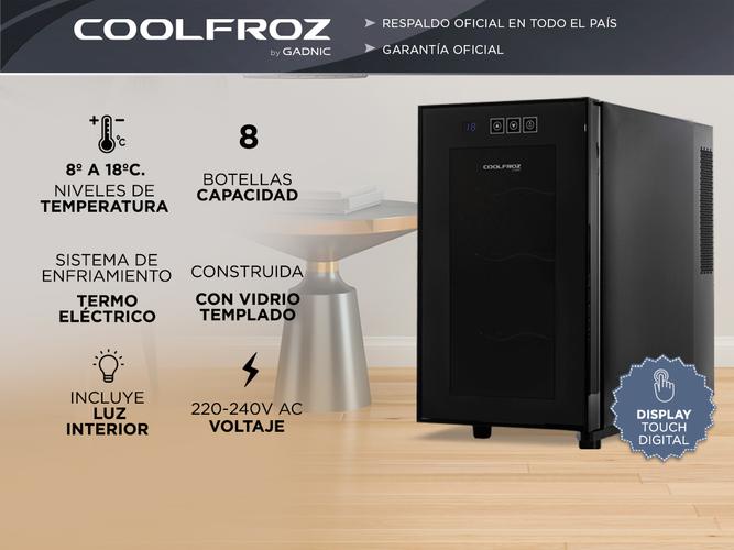 Cava De Vino Coolfroz WCTE0008 8 Botellas Termoelectrica Display Led - 1
