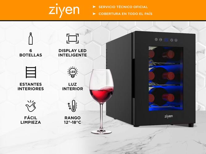 Cava De Vinos Ziyen Capacidad 6 Botellas Refrigeración Iluminación Interior LED  - 1