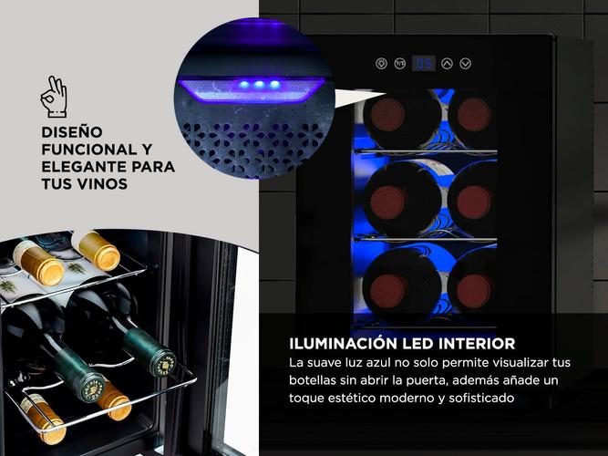 Cava De Vinos Ziyen Capacidad 6 Botellas Refrigeración Iluminación Interior LED  - 3