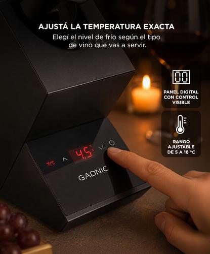 Cava Enfriadora De Botella Gadnic Individual Temperatura Ajustable 5 a 18 °C Botellas Diámetro 90 mm  - 3