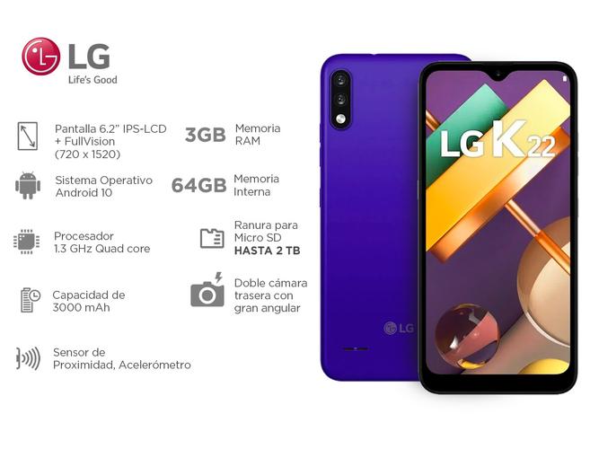 Celular LG K22+ Azul 64Gb 3Gb Ram 6,2 HD Quad Core - 1