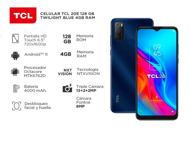 Celular TCL 20E 128 GB twilight blue 4 GB RAM - 1