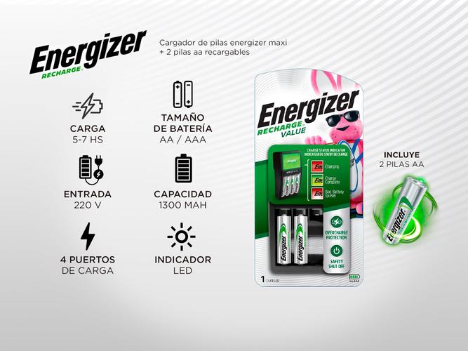 Cargador Maxi Energizer + 2 Pilas AA Recargables  - 1