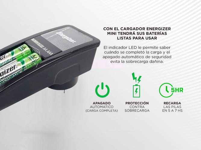 Cargador Mini Energizer + 2 Pilas AA Recargables  - 2