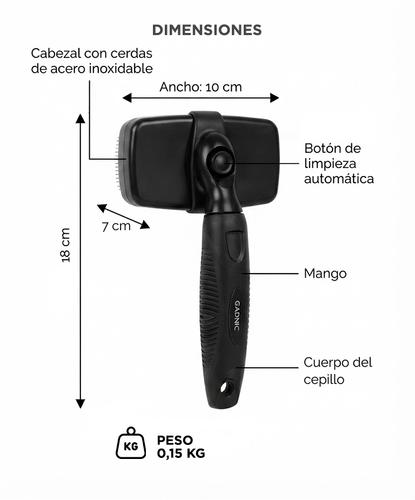  Cepillo Removedor De Pelo Para Mascotas Gadnic Con Limpieza Automática Cerdas De Acero Inoxidable - 5