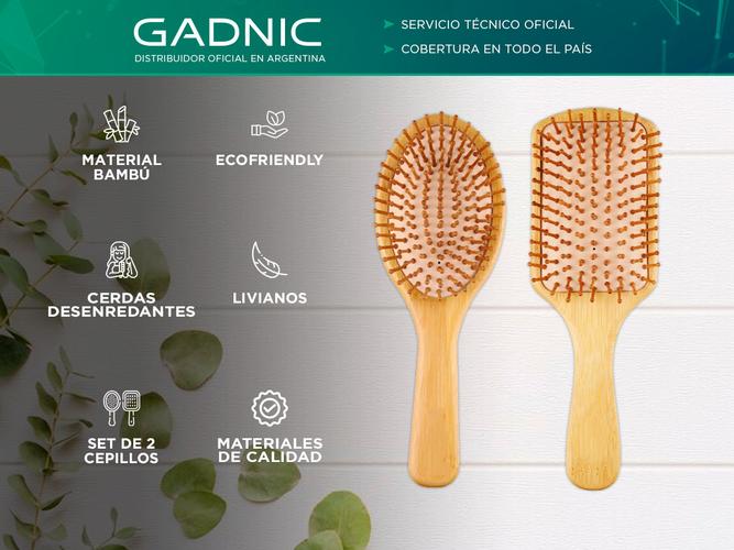 Set x2 Cepillos de Pelo Gadnic de Bambú Desenredantes - 1