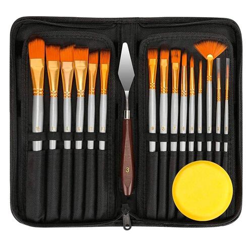 Kit x15 Pinceles para Artistas Gadnic ART3 Arte y Pintura Estuche Esponja Espátula - 0