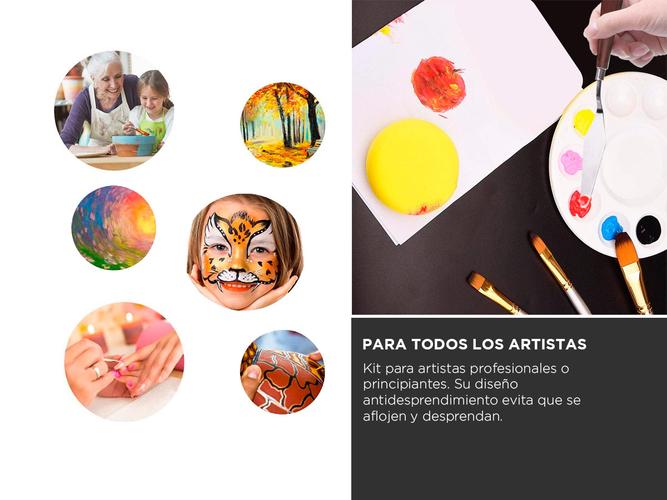 Kit x15 Pinceles para Artistas Gadnic ART3 Arte y Pintura Estuche Esponja Espátula - 4