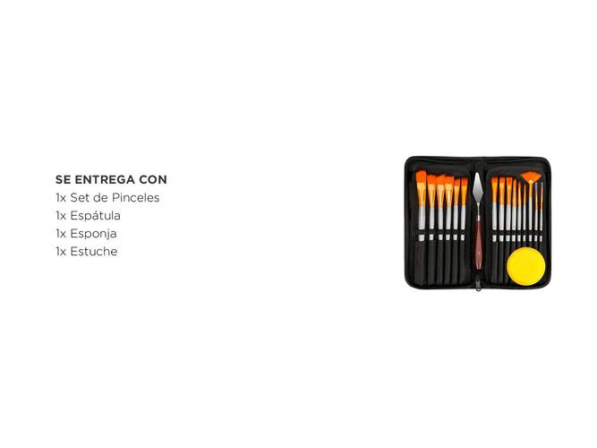 Kit x15 Pinceles para Artistas Gadnic ART3 Arte y Pintura Estuche Esponja Espátula - 6