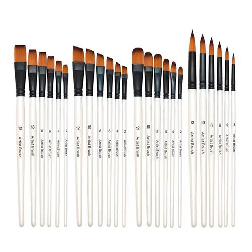 Kit De 24 Pinceles Para Artistas Gadnic ART4 Arte Acuarela Óleo  - 0