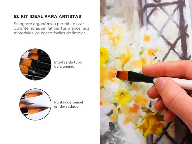 Kit De 24 Pinceles Para Artistas Gadnic ART4 Arte Acuarela Óleo  - 2