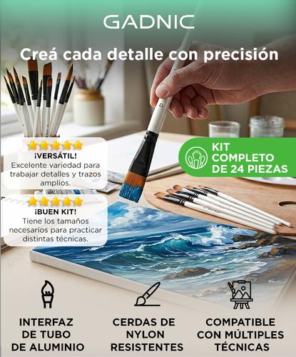 Kit De 24 Pinceles Para Artistas Gadnic ART4 Arte Acuarela Óleo  - 1