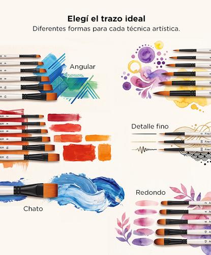 Kit De 24 Pinceles Para Artistas Gadnic ART4 Arte Acuarela Óleo  - 2