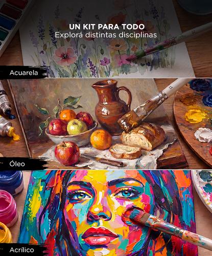 Kit De 24 Pinceles Para Artistas Gadnic ART4 Arte Acuarela Óleo  - 3