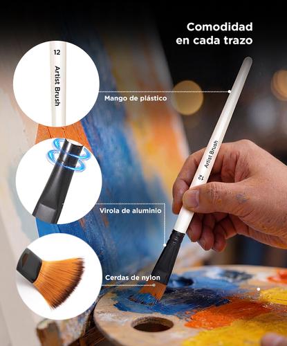 Kit De 24 Pinceles Para Artistas Gadnic ART4 Arte Acuarela Óleo  - 4