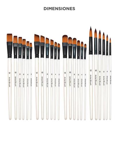 Kit De 24 Pinceles Para Artistas Gadnic ART4 Arte Acuarela Óleo  - 5